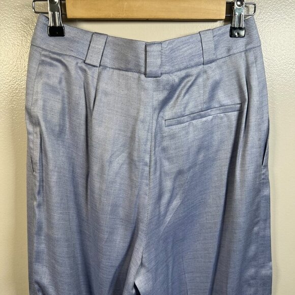 Theory Straight Cuff Pants Size 4 Sky Light Blue Work Career Business Silk Blend - Picture 10 of 12